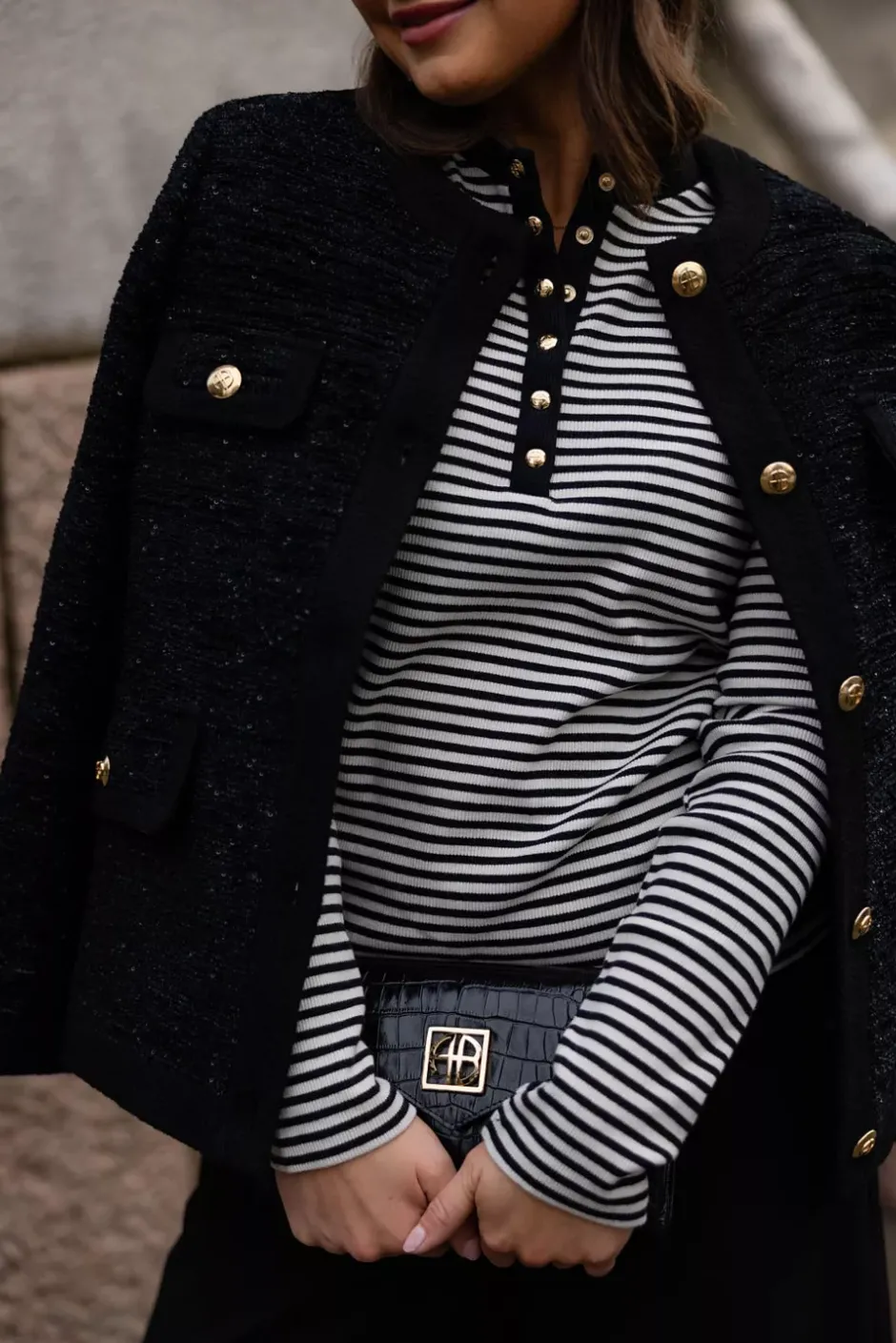 Alessia Long Sleeve Tee Cream And Black Stripe^ANINE BING Online