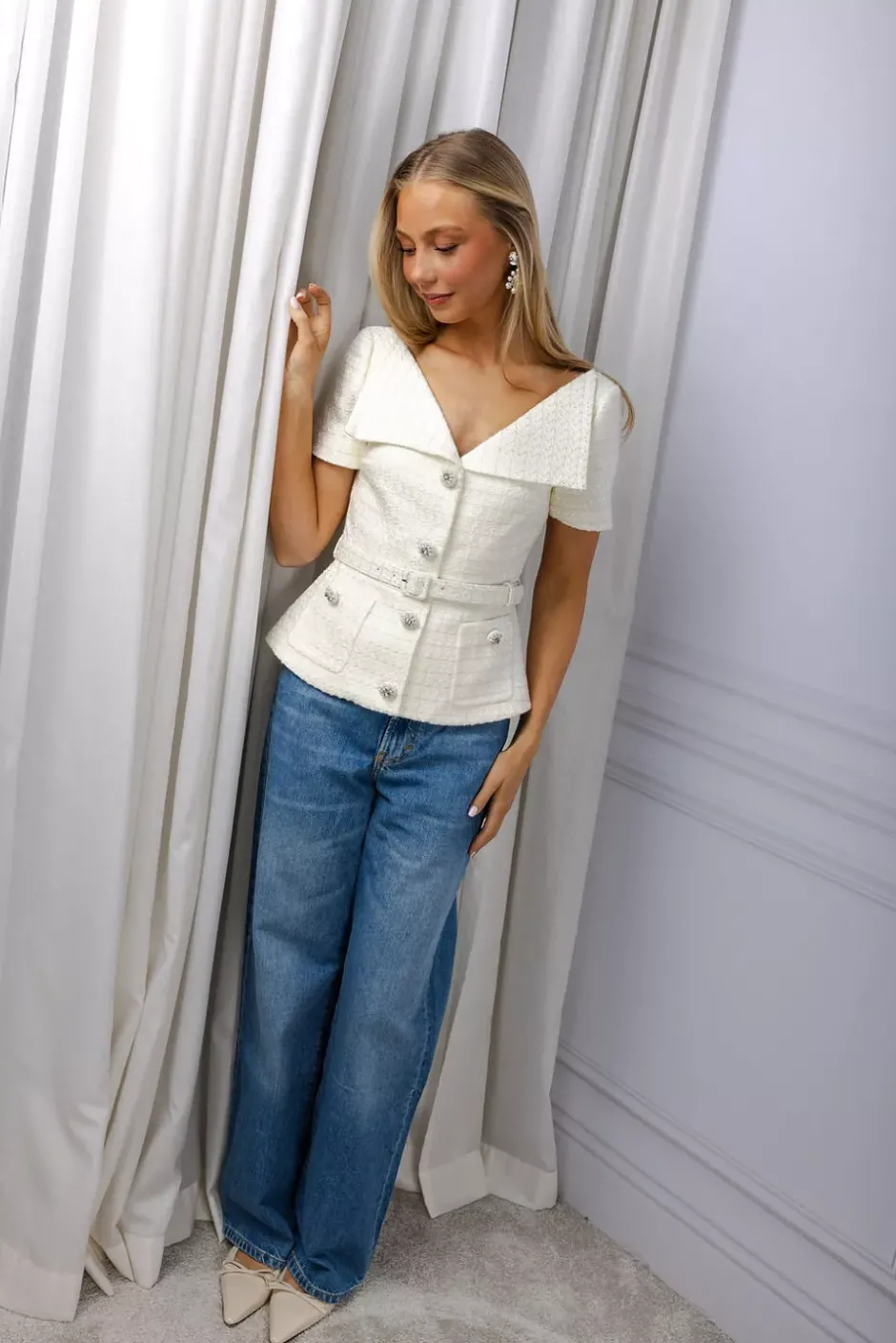 Boucle Top Cream^SELF-PORTRAIT Online