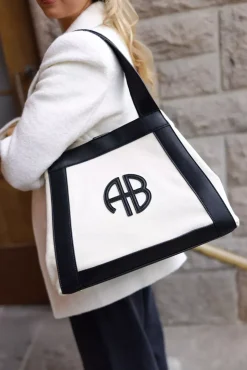 Cara Tote Natural Canvas With Black^ANINE BING Fashion