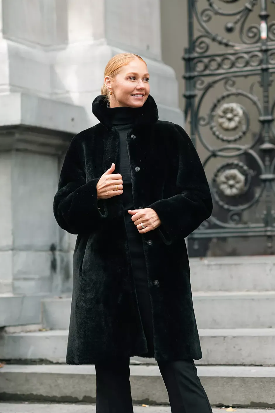 Carrie Coat Long Merinillo Straight Hair Black^UTZON Discount