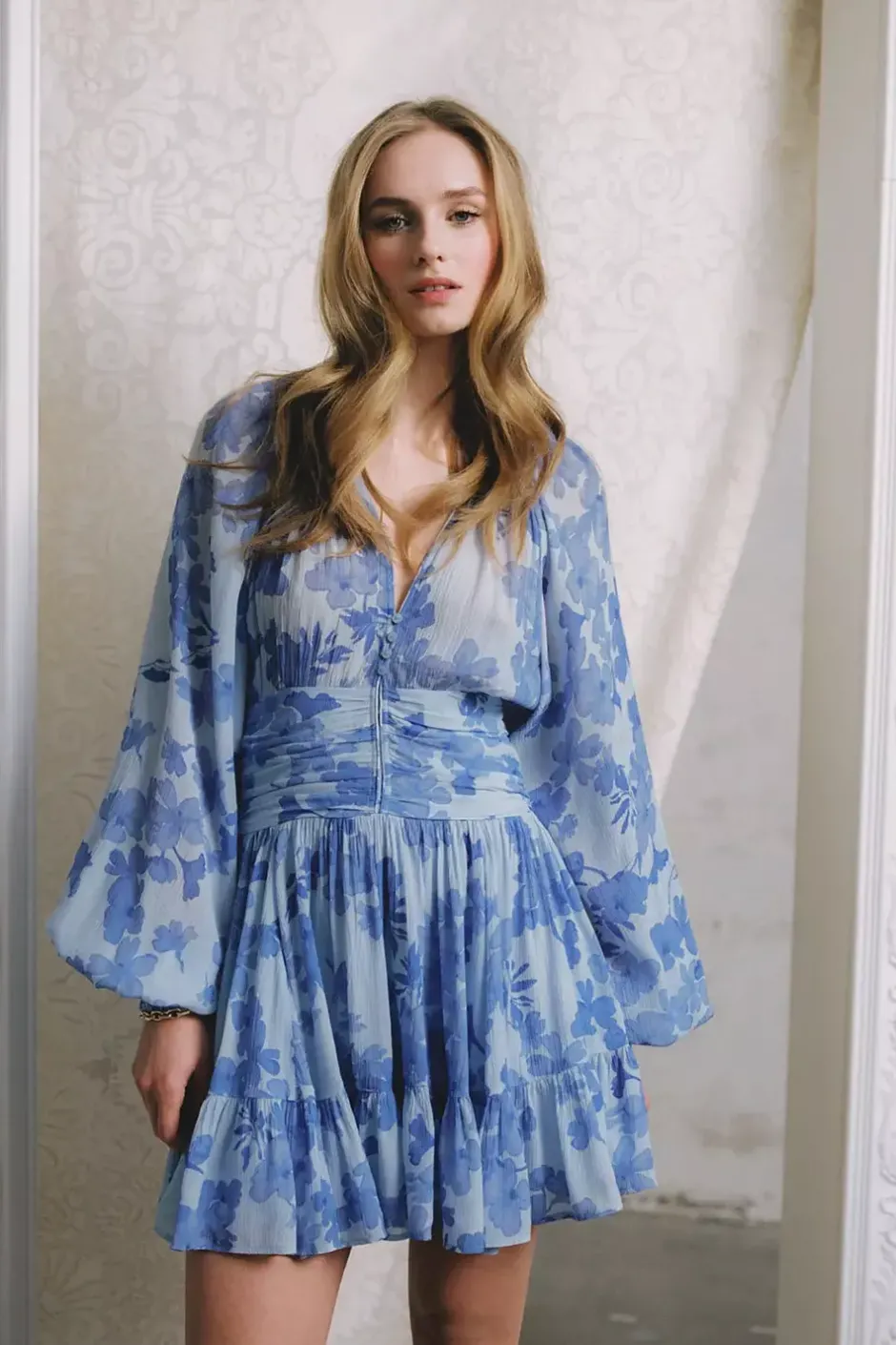 Chiffon Mini Dress Sky Blue^BY TIMO New