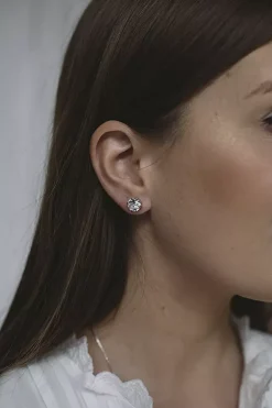 Classic Stud Earring Silver Rhodium/Crystal^CAROLINE SVEDBOM Hot