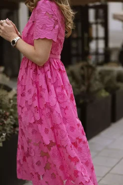 Cotton Lace Midi Dress Pink^SELF-PORTRAIT Clearance