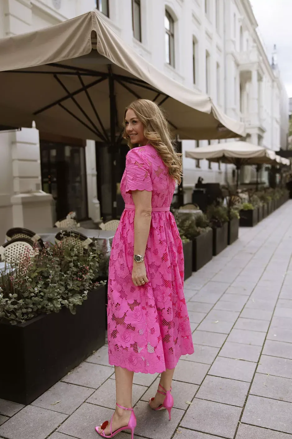 Cotton Lace Midi Dress Pink^SELF-PORTRAIT Clearance
