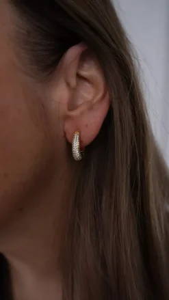 Crystal Hoops Gold^HIIL STUDIO JEWELRY New