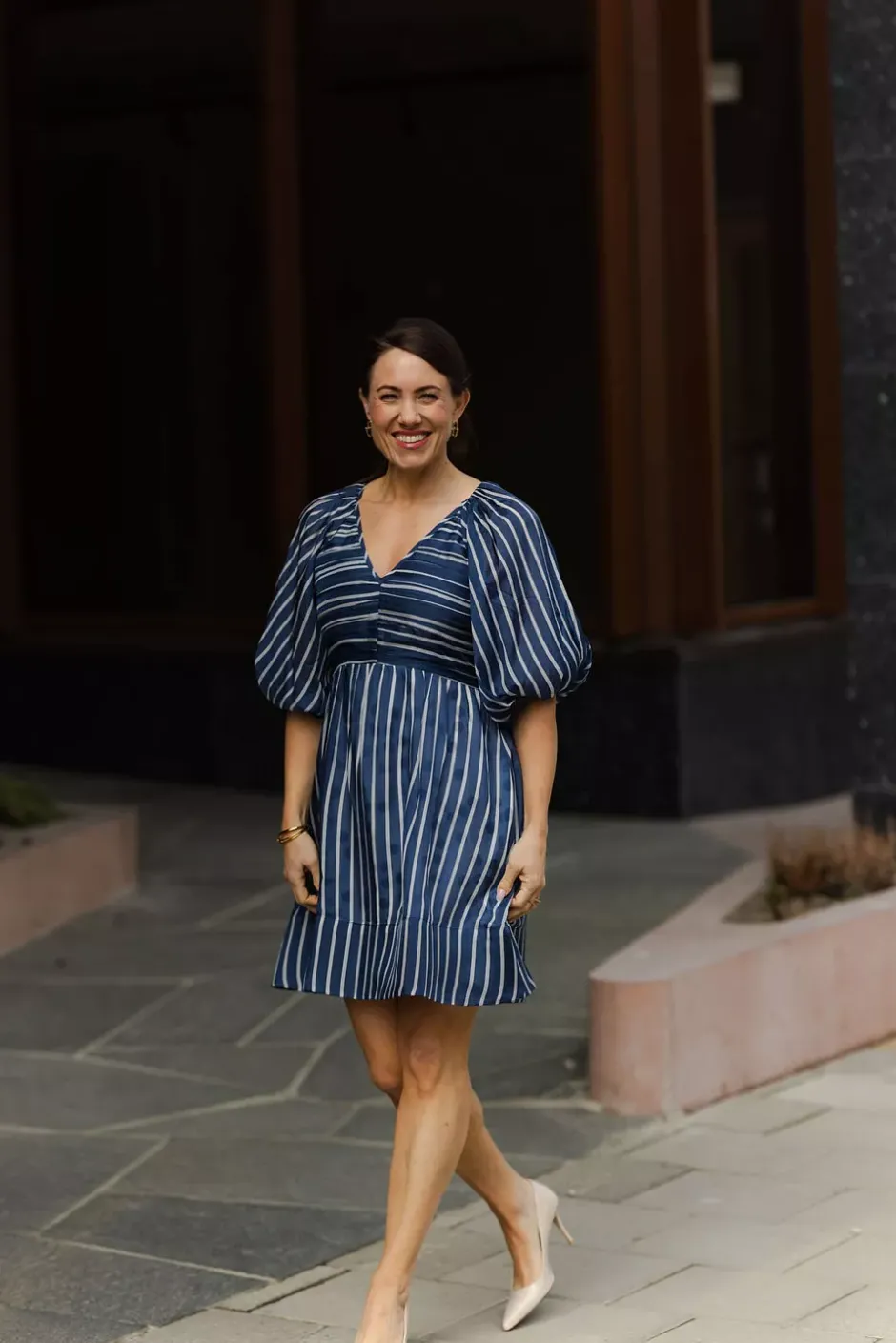 Cupro Mini Dress Blue Stripe^BY TIMO Discount