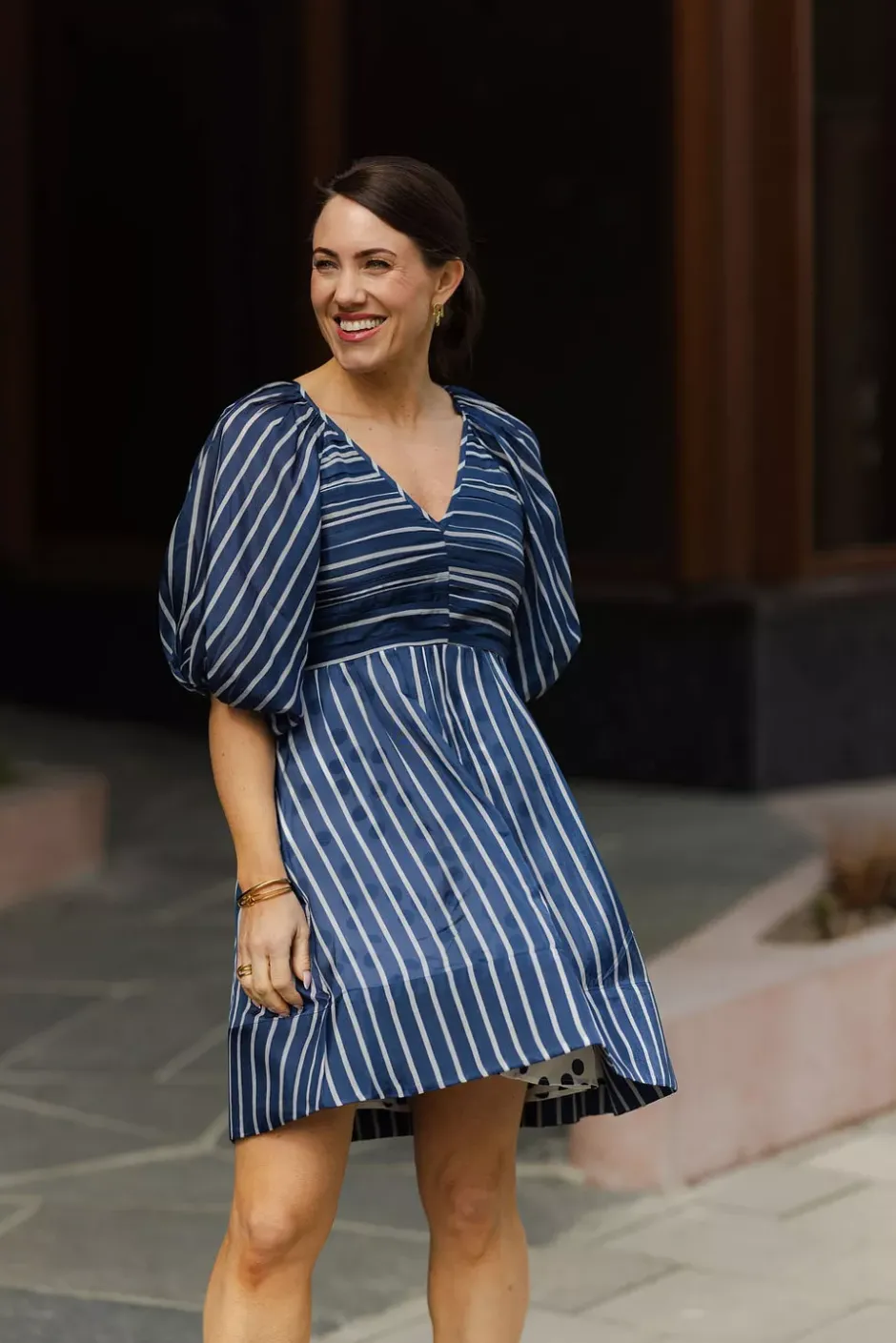 Cupro Mini Dress Blue Stripe^BY TIMO Discount