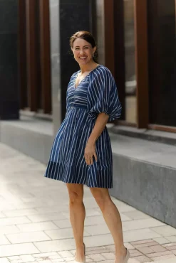 Cupro Mini Dress Blue Stripe^BY TIMO Discount