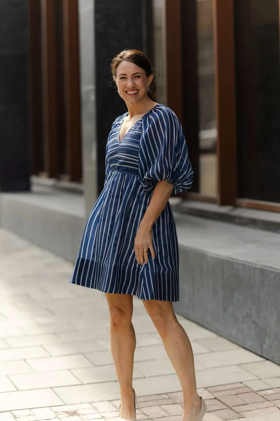 Cupro Mini Dress Blue Stripe^BY TIMO Discount