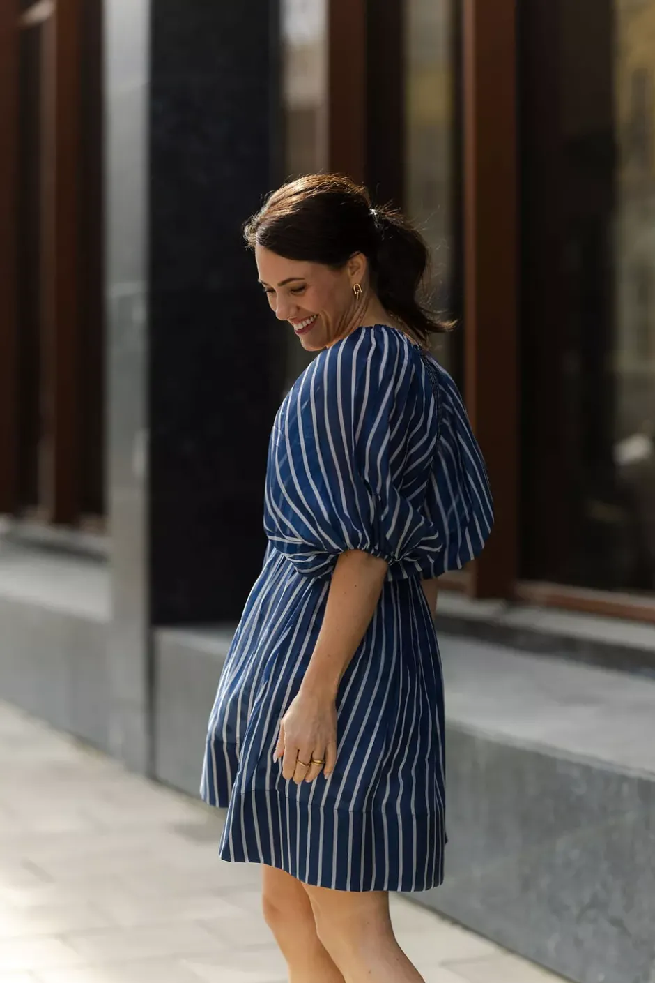 Cupro Mini Dress Blue Stripe^BY TIMO Discount