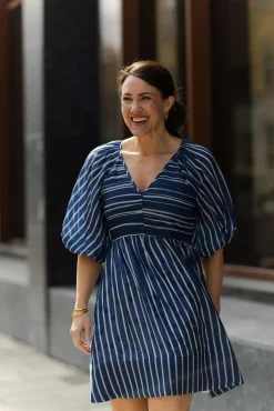 Cupro Mini Dress Blue Stripe^BY TIMO Discount