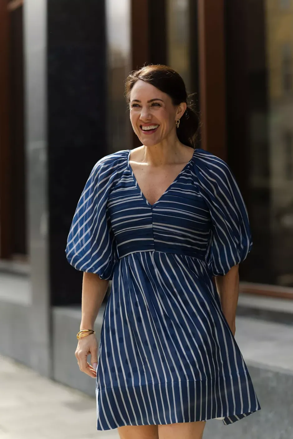 Cupro Mini Dress Blue Stripe^BY TIMO Discount