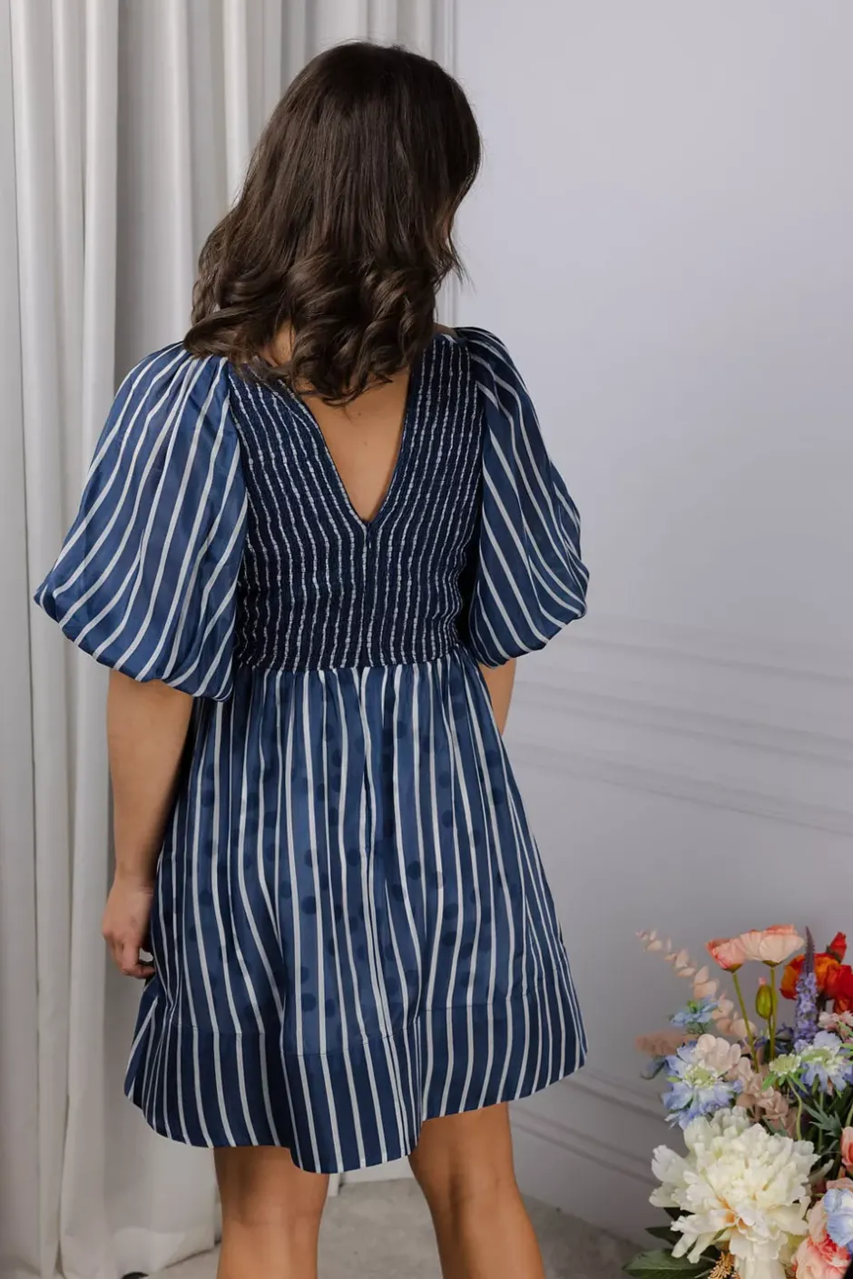 Cupro Mini Dress Blue Stripe^BY TIMO Discount