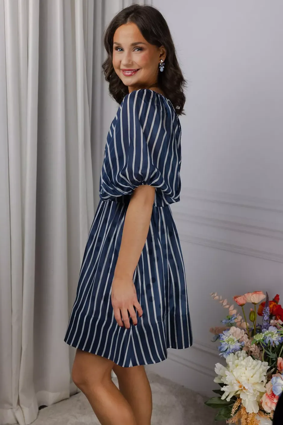 Cupro Mini Dress Blue Stripe^BY TIMO Discount