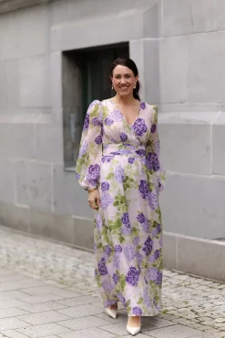 Cupro Tieband Gown Purple Flow^BY TIMO New