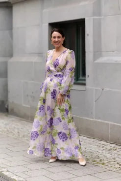 Cupro Tieband Gown Purple Flow^BY TIMO New