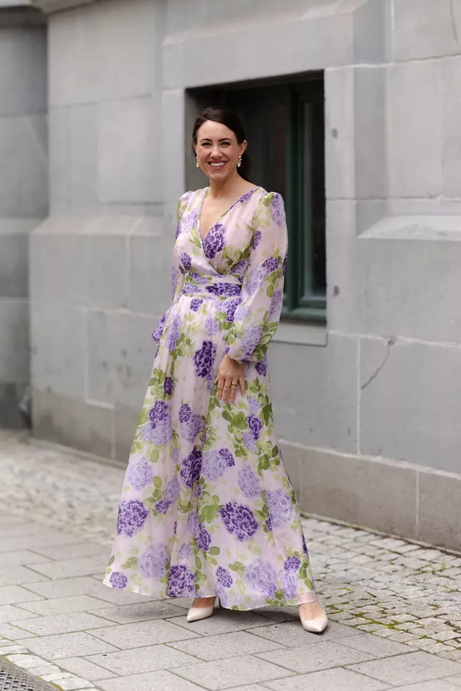 Cupro Tieband Gown Purple Flow^BY TIMO New