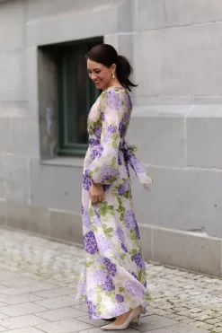 Cupro Tieband Gown Purple Flow^BY TIMO New