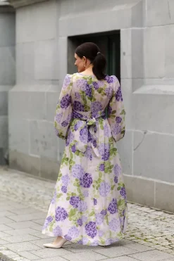 Cupro Tieband Gown Purple Flow^BY TIMO New