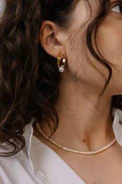 Curly Pearl Earrings Gold^HIIL STUDIO JEWELRY Clearance