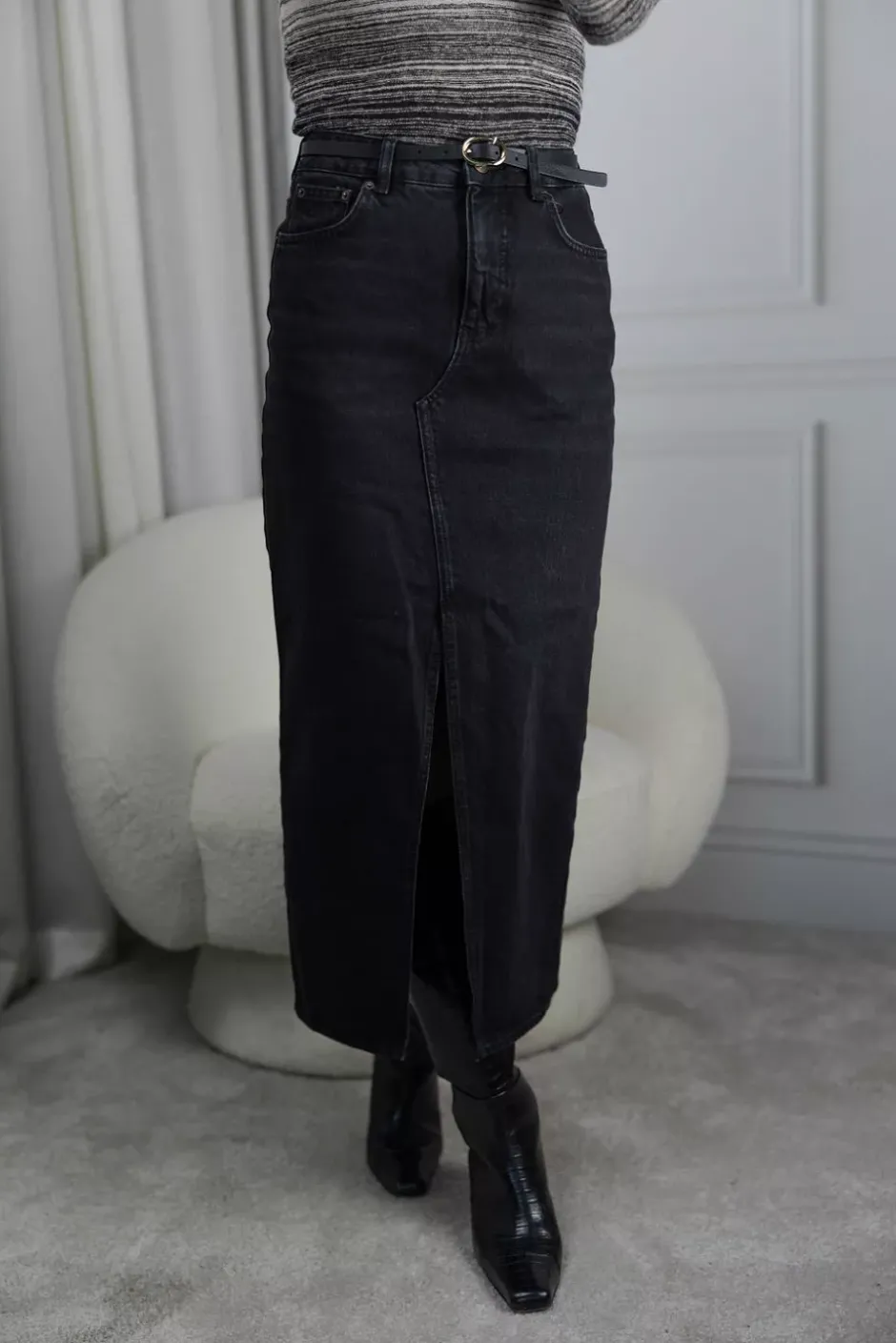 Denim Long Skirt Black^HOLZWEILER Fashion