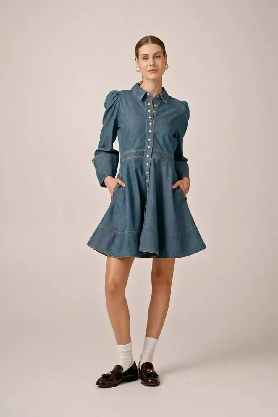 Denim Mini Dress French Blue^BY TIMO Fashion