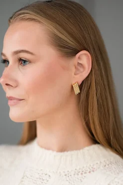 Diagonal Coil Earrings Gold^ANINE BING Fashion