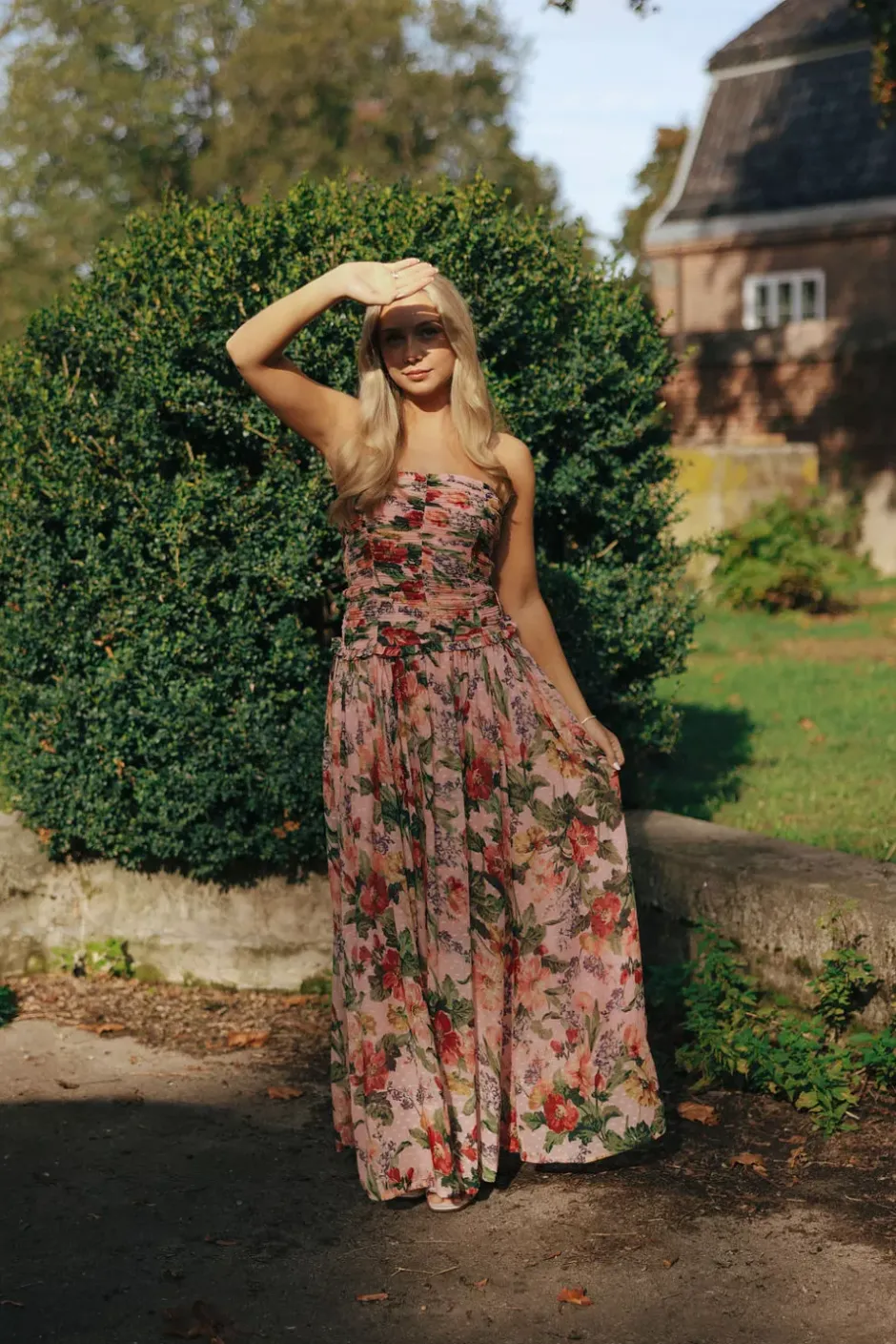 Dotted Georgette Sleeveless Dress Pink Blossom^BY TIMO Fashion