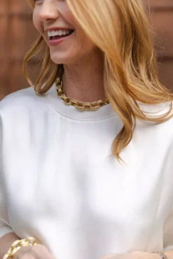 Double Link Chain Necklace Gold^ANINE BING New