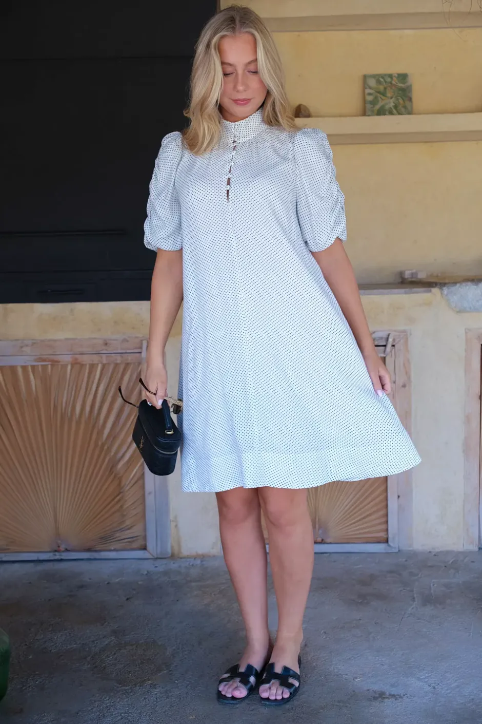 Dream Dress White With Black Dots^HIIL STUDIO Sale