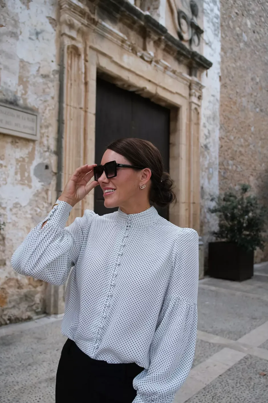 Elfie Blouse White With Black Dots^HIIL STUDIO Fashion