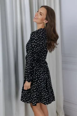 Elisabeth Dress Black White Flowers^CARMA COLLECTION Best