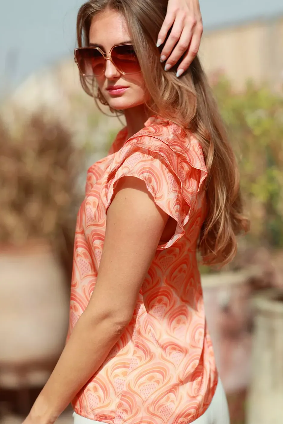 Ella Blouse Peach Fan^NECTAR Best