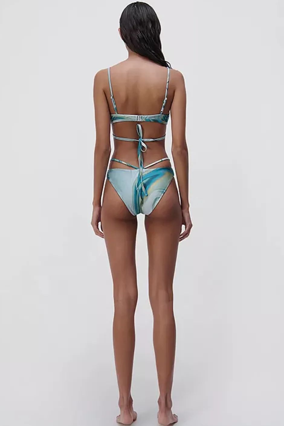 Emmalyn Marble Printed Swimwear Strappy Bikini Bottom Laguna Marble^SIMKHAI Outlet