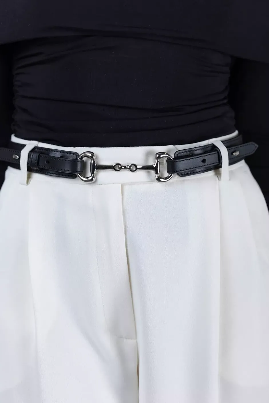 Gadia Leather Belt Black Silver Details^ANDIATA Outlet