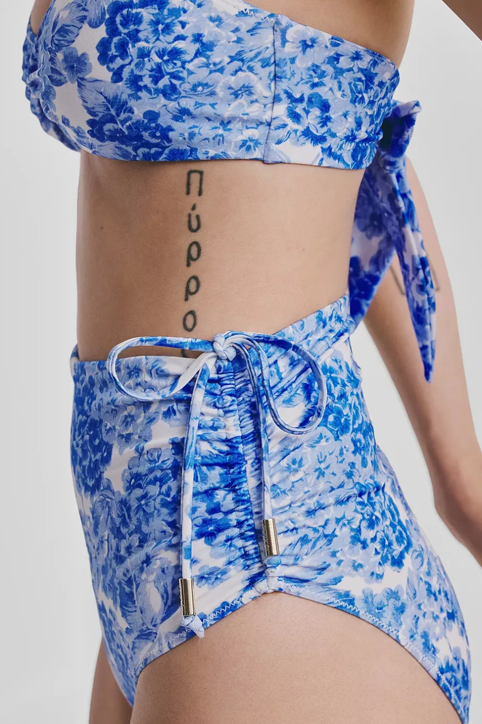 High-Waisted Bikini Bottom Azure Meadow^BY TIMO Clearance