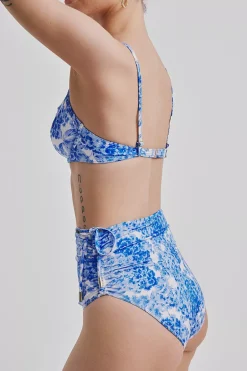 High-Waisted Bikini Bottom Azure Meadow^BY TIMO Clearance