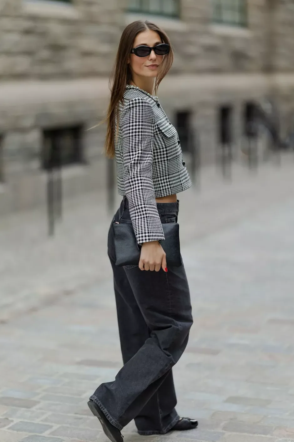 Houndstooth Crystal Trim Jacket Black And White^SELF-PORTRAIT Fashion