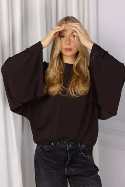 Jersey Kimono Top Chocolate Brown^DAGMAR Online