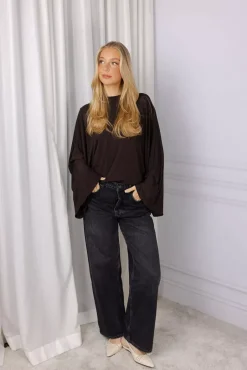 Jersey Kimono Top Chocolate Brown^DAGMAR Online