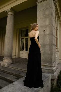 Lace Rouching Gown Black^CARMA Best