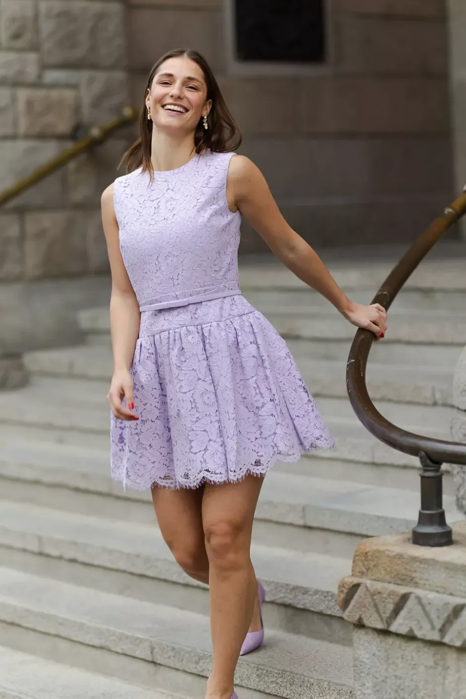 Lace Sleeveless Mini Dress Lilac^SELF-PORTRAIT Outlet