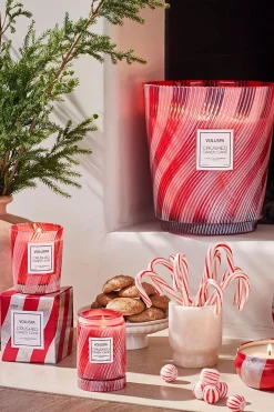 Large Glass Jar W. Glass Lid 100t Crushed Candy Cane^VOLUSPA Clearance