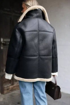 Leona Shearling Jacket Black Beige^CARMA Fashion