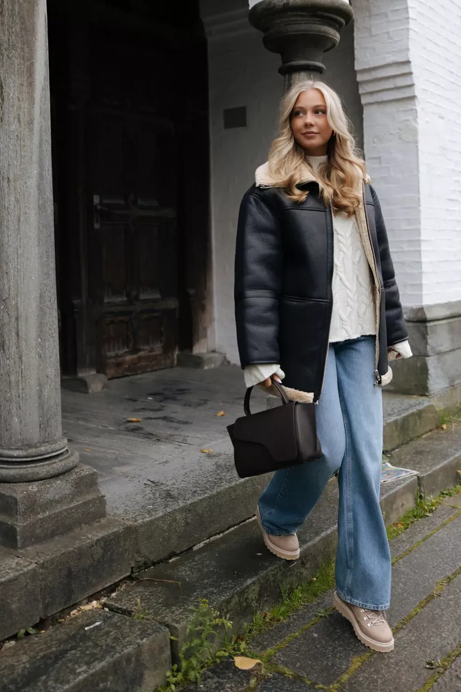 Leona Shearling Jacket Black Beige^CARMA Fashion