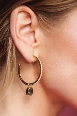 Lydia Loop Earrings Gold Black Diamond^CAROLINE SVEDBOM Sale