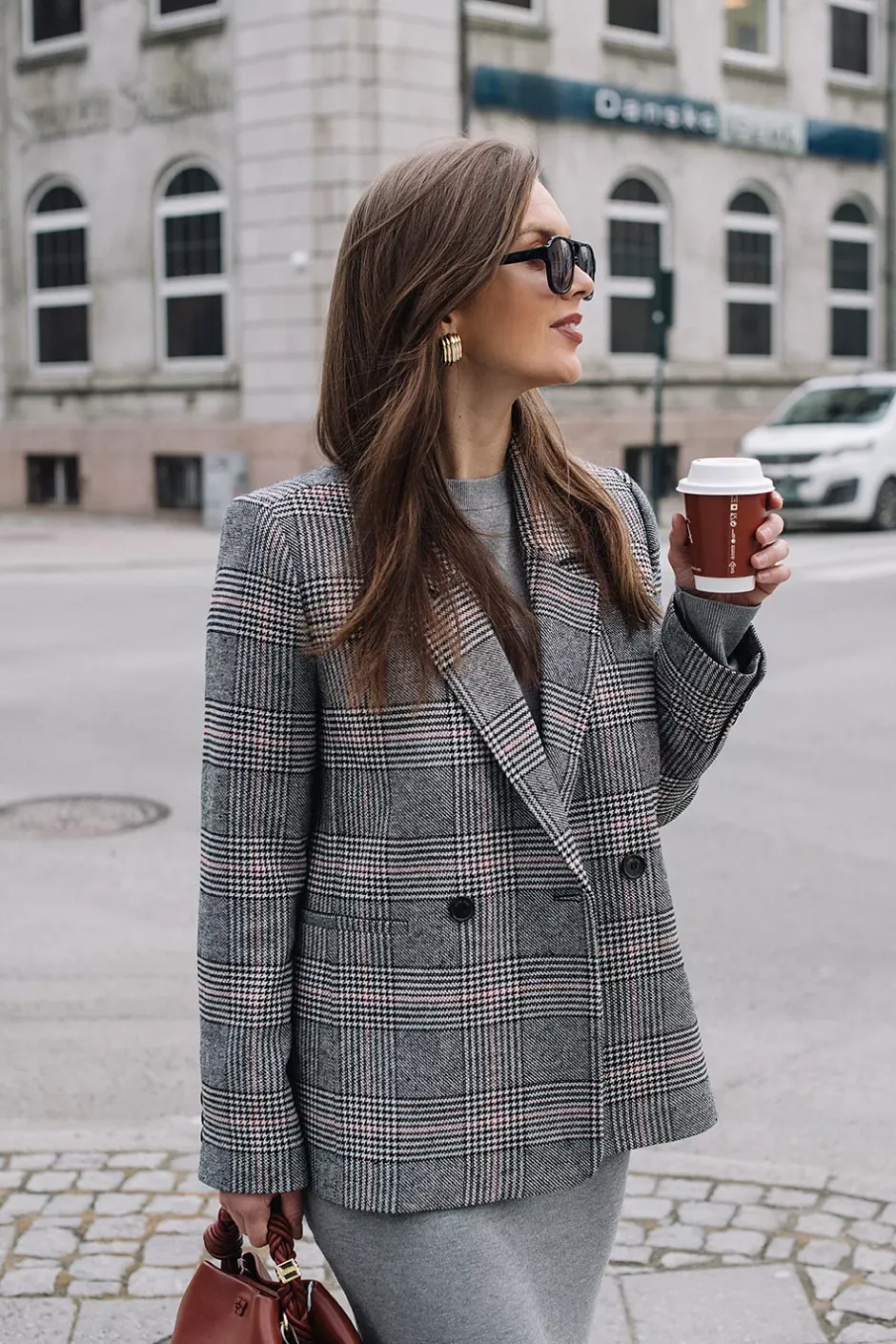 Madeleine Blazer Grey And Red Plaid^ANINE BING Sale