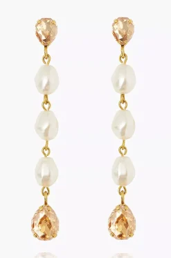 Paloma Earrings Gold Pearl/Golden Shadow^CAROLINE SVEDBOM New