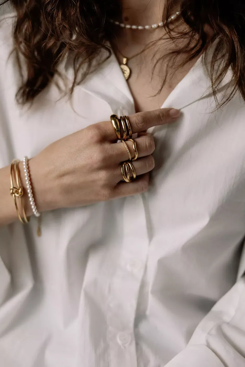 Pearl Bracelet Medium Gold^HIIL STUDIO JEWELRY Fashion