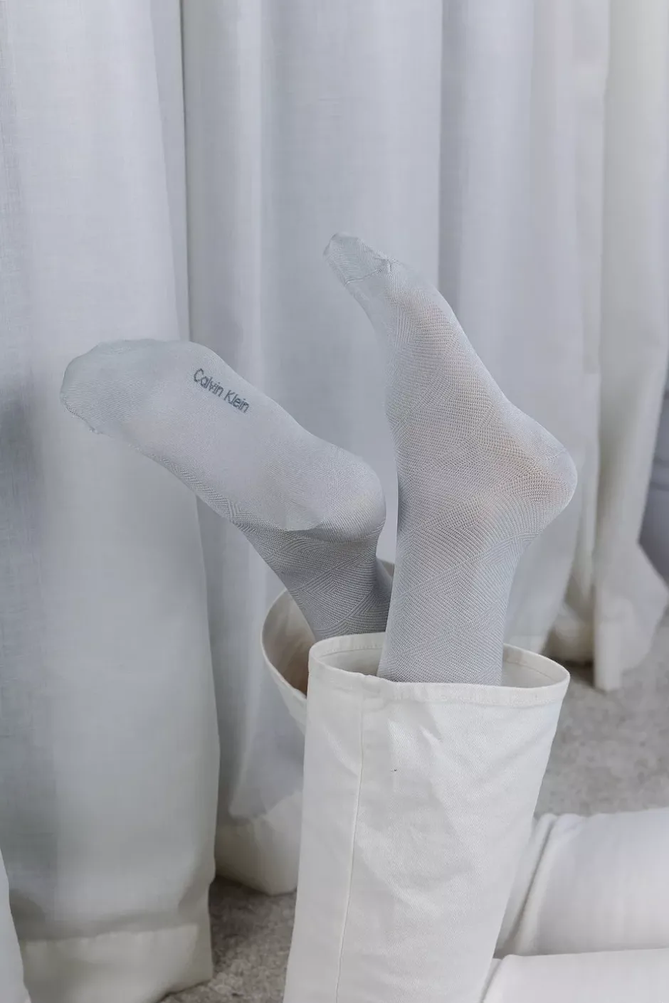 2Pk Mesh Squares Sock Grey/Off White^CALVIN KLEIN Outlet